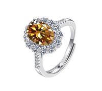 YANQSHM Bague Argent Pierre Précieuse, Bagues Naissance Sublimes Avec Pierres Précieuses Taille Ovale Bande Fiançailles Réglable Bijoux Cristal Étincelant Cadeau pour Femmes et Hommes Oct-Citri