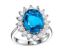 YANQSHM Bague Argent Pierre Précieuse, Bagues Naissance Sublimes Incrustées Pierres Précieuses Ovales Alliance D'Amitié Réglable Alliance Fiançailles Cristal Étincelant Bijoux Cadeau pour Fem