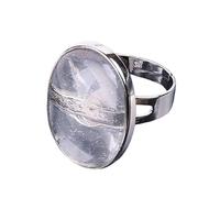 YANQSHM Bague Cristal Transparent Naturel pour Femme Solitaire Ovale Ajustable Reiki Cristal Pierre Précieuse Bijou Fait Main Cadeau Avec Boîte
