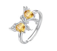 YANQSHM Bague Femme Argent 925, Bague Papillon Argent Sterling 925 pour Femme Anneau Pierre Précieuse Naturelle Rayonnante Réglable Cristal Vibrant Promesse Fiançailles Mariage Bijoux Cadeau pour