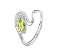 YANQSHM Bague Femme Argent Ajustable, Bague en Argent Sterling S925 Avec Pierres Précieuses pour Femme Anneau Fiançailles Fantaisie en Forme Vague Réglable Cristal Radieux Zircon Promesse Allianc