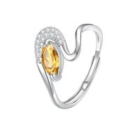 YANQSHM Bague Femme Argent Reglable, Bague en Argent Sterling S925 Avec Pierres Précieuses pour Femme Anneau Fiançailles Fantaisie en Forme Vague Réglable Cristal Radieux Zircon Promesse Alliance