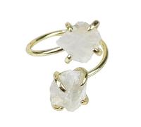 YANQSHM Bague Pierre Brute Irrégulière et Cristal Transparent Ajustable Fine et Empilable pour Femme Délicate Bande Dorée Pierre Précieuse Reiki Bijou Fait Main Cadeau