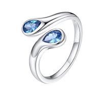 YANQSHM Bague Pierre Naturelle Femme, Bague de Naissance Exquise Avec Pierre Précieuse Taillée Goutte Simple et Ajustable Ring de Fiançailles Couleur Équilibrée Cristal Cadeau pour Femme et Hom