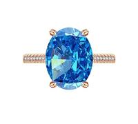 YANQSHM Bague Pierre Naturelle Femme, Bague Fiançailles pour Femme Incrustation Pierre Précieuse Solitaire Alliance Réglable Avec Cristal Zircone Cubique Scintillant Bijoux Cadeau Or-Saphir