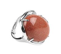 YANQSHM Bague Pierre Naturelle pour Femme et Homme Anneau Ovale Vibrant Pierre Précieuse Réglable Reiki Cristal Bracelet Pouce Bijoux Faits Main Cadeau Avec Boîte Sable Brun