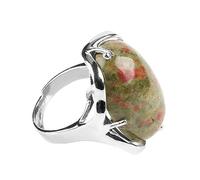 YANQSHM Bague Pierre Naturelle pour Homme et Femme Anneau Ovale Vibrant Pierre Précieuse Réglable Bracelet Pouce Cristal Reiki Bijoux Faits Main Cadeau Avec Boîte Unakite