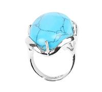 YANQSHM Bague Pierre Naturelle pour Homme et Femme Anneau Ovale Vibrant Pierre Précieuse Réglable Reiki Cristal Bracelet Pouce Bijoux Faits Main Cadeau Avec Boîte Bleu Turquoise