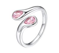YANQSHM Bague Pierre Naturelle Reglable, Bague de Naissance Exquise Avec Pierre Précieuse Taillée Goutte Simple et Ajustable Ring de Fiançailles Couleur Équilibrée Cristal Cadeau pour Femme et