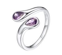 YANQSHM Bague Pierre Naturelle Reglable, Bague de Naissance Exquise Avec Pierre Précieuse Taillée Goutte Simple et Ajustable Alliance de Fiançailles Couleur Équilibrée Cristal Cadeau pour Femme