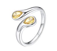 YANQSHM Bague Pierre PréCieuse, Bague de Naissance Exquise Avec Pierre Précieuse Taillée Goutte Simple et Ajustable Ring de Fiançailles Couleur Équilibrée Cristal Cadeau pour Femme et Homme To