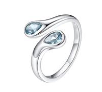 YANQSHM Bague Pierre PréCieuse, Bague de Naissance Exquise Avec Pierre Précieuse Taillée Goutte Simple et Ajustable Ring de Fiançailles Couleur Équilibrée Cristal Cadeau pour Femme et Homme 03