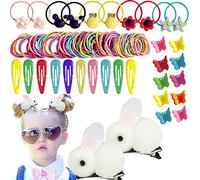 YANRONG Lot de 82 élastiques à cheveux pour bébé - Couleurs bonbon - Pour queue de cheval - Barrettes - Lot de 82