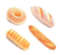 YANRU 4 pcs,Pain De Simulation,Simulation Pain,Artificielle Simulation De Pain,Baguette, Brioche à Beignet,pour DéCoration De Boulangerie/Affichage De FenêTre/DéCoration De FêTe/Accessoires Photo (1)