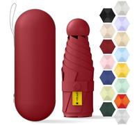 Yanrunce Parapluie de poche pour enfants, avec boîte de rangement, protection UV, mini parapluie à 6 os, résistant aux tempêtes, pour adultes et enfants, design ultra portable pour emporter