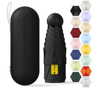 Yanrunce Parapluie de poche pour enfants, avec boîte de rangement, protection UV, mini parapluie à 6 os, résistant aux tempêtes, pour adultes et enfants, design ultra portable pour emporter
