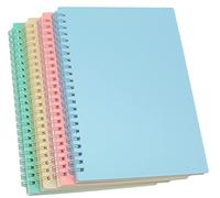 Yansanido Lot de 4 carnets à spirales, 21 x 15 cm, format A5, couverture rigide en plastique épais de 7 mm, lignés 4 couleurs, 80 feuilles - 160 pages pour études et notes (4)