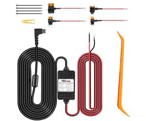 Yansoo Kit de câbles USB C pour caméra embarquée - 4 m - Câble dur USB C pour caméra embarquée - Fusible pour caméra embarquée - 12 V-24 V vers 5 V - Câble d'alimentation avec protection basse tension