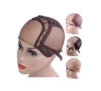 yantaisiyu 4"X4" U Part Swiss Lace Wig Cap For Making Wigs with Adjustable Straps(Dark Brown XL 58cm)