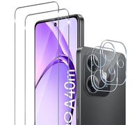 Yantree Verre Trempé Compatible avec OPPO A60 5G/OPPO A40/A40M 4G Protection Ecran, 2 Pcs 9H Dureté Film Protection écran + 2 Pcs Protection Camera, Sans Bulles Anti-empreintes HD Anti-rayures Glass