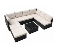 Salon De Jardin 8 Places En Résine Tressée Noir Et Beige Yanuca Noir