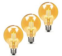 YANUODA G80 Ampoule LED Ruban 3-Pack, Ambre, 2500K Jaune Chaud, 4W 400LM (Équiv 40W), 220-240V E27, Ampoule Décorative Edison Rétro Non-Dimmable