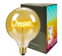 YANUODA Vintage ampoule LED G125 grand Globe 4 W Dimmable Alphabet Filament pendentif lampe de Table ampoule décorative ampoules 220 / 240V E27 Stand Dream