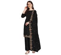Yanustuti Salwar Kameez prêt à porter pour fête spéciale de l'Aïd indien ou pakistanais pour femme, Noir/blanc, S