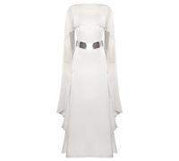 YANVS Costume de princesse Leia pour femmes - Robe blanche longue pour cosplay de princesse Leia pour Halloween