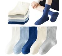 YANWANG 5 Paires de Chaussettes en Coton de Couleur Unie Pour Bébés Garçons Filles(Blue,M)