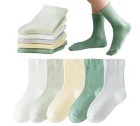 YANWANG 5 Paires de Chaussettes en Coton de Couleur Unie Pour Bébés Garçons Filles(Green,M)