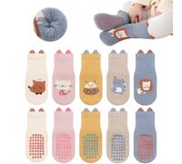 YANWANG 5 Paires de Chaussettes en Coton Épaisses Antidérapantes pour Bébés Chaussettes Thermiques d'Hiver pour Enfants Garçons Filles(Fox,L:3-5Y)
