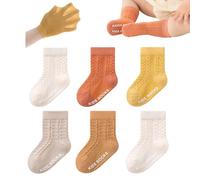 YANWANG 6 Paires de Chaussettes Antidérapantes pour Bébé Chaussettes Unisexe en Maille pour Bambin Garçons et Filles(Gelb,S:0-1Y)
