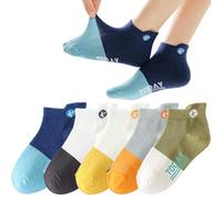 YANWANG Chaussettes Respirantes Pour Garçons Chaussettes d'Été En Coton Doux Pour Les Enfants En Bas Âge 5 Paires(Multicolor4-TODAY,M)