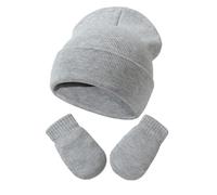 YANWANG Ensemble Bonnet Moufles Enfants Hiver Bonnets Chauds avec Gants pour Enfants en Bas Âge Garçons Filles(S,Grey)