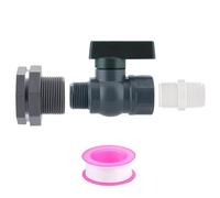 yanwuwa 2. Ensemble de robinet en PVC pour barils d'eau de pluie comprenant des vannes, des connecteurs de tuyau et un ruban d'étanchéité pour le jardin