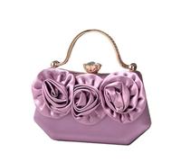 yanwuwa à main de soirée en à fleurs 3D, pour les dîners de bal, élégant à bandoulière avec sangle en chaîne, pochettes en, petit Rose