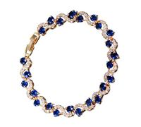 yanwuwa Bracelet rivière élégant avec pierres rondes en oxyde de zirconium pour femme - Accessoire de fête