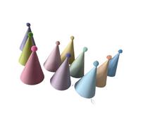 yanwuwa Casquette de fête délicate de couleur macaron avec boule en peluche | Lot de 10 cônes de macarons colorés avec pompons élégants pour anniversaires et célébrations à thème