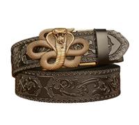 yanwuwa Ceinture élastique colorée à boucles automatiques pour hommes, ceinture décorative pour jeans et vêtements décontractés, 120 cm., Black Cobra Gold Buc