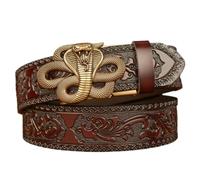 yanwuwa Ceinture élastique colorée à boucles automatiques pour hommes, ceinture décorative pour jeans et vêtements décontractés, 110 cm., Coffee cobra gold bu