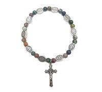 yanwuwa Chapelet à perles croisées - Bracelet de perles catholiques - Chaîne élastique réglable pour femme et homme - Chapelet catholique pour femme