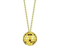 yanwuwa Collier à breloques tendance avec boules disco - Chaîne de perles tendance des années 70 - Pour homme et femme, Moyen, Comme décrit, Comme décrit.
