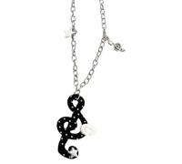 yanwuwa Collier avec pendentif photo prêt à l'emploi | Design note de musique, chaîne argentée, breloque accentuée noire, extension de longueur réglable, mise à niveau de style