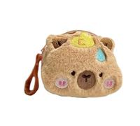 yanwuwa Creative Capybara Anime Porte-monnaie rond en peluche Sac de rangement pour écouteurs pour femmes et filles, E