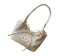 yanwuwa Élégant sac sous les aisselles avec nœuds - Grande capacité - Design froissé - Sac décontracté - Polyester PU - Sacs sous les bras, blanc
