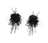 yanwuwa Ensemble de fleurs de poignet pour le jour des morts | Accessoire floral gothique pour cosplay, fête à thème et décoration de scène pour mariage sombre et spectacle de théâtre