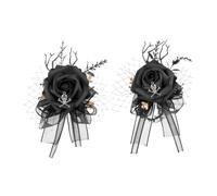 yanwuwa Ensemble de fleurs de poignet pour le jour des morts | Accessoire floral gothique pour cosplay, fête à thème et décoration de scène pour mariage sombre et spectacle de théâtre