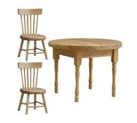yanwuwa Ensemble de salle à manger pour décoration d'intérieur | 1 : 12 meubles de salle à manger en bois à l'échelle avec 2 chaises pour arrangements d'affichage, décoration d'intérieur et