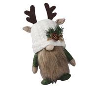 yanwuwa Figurine de table en bois de cerf, chapeau blanc 40 | Poupée naine en peluche avec détails de barbe de pomme de pin, étagère douce pour salon, entrée, décoration de la maison